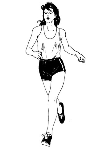 Woman Marathon Runner Coloring Page